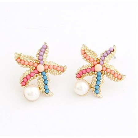 Starfish Pearl Stud Earrings